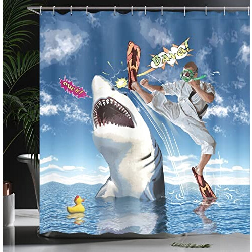 Rideau de douche Requin multicolore 175x200 cm variant 1 