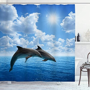 Rideau de douche Requin bleu 180x180 cm