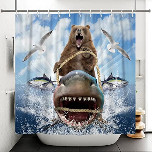 Rideau de douche Requin bleu 90x183 cm variant 0 