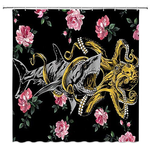 Rideau de douche Requin noir 180x180 cm
