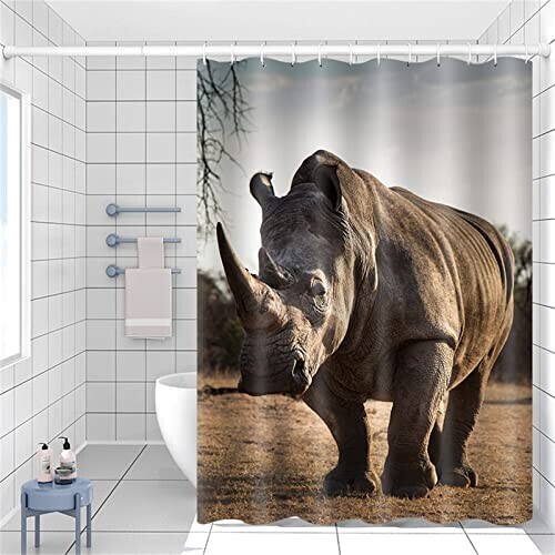 Rideau de douche Rhinocéros animal 120x180 cm