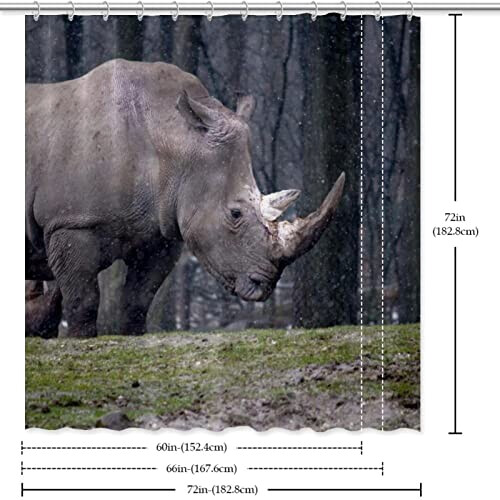 Rideau de douche Rhinocéros multi-couleur variant 4 