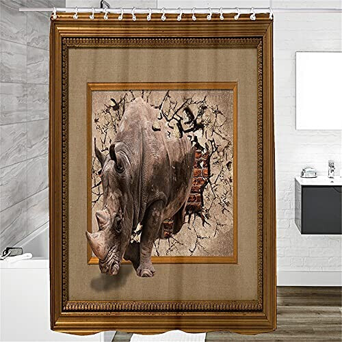 Rideau de douche Rhinocéros 120x180 cm variant 2 