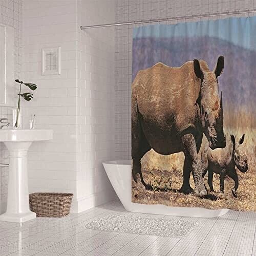 Rideau de douche Rhinocéros 180x180 cm variant 1 