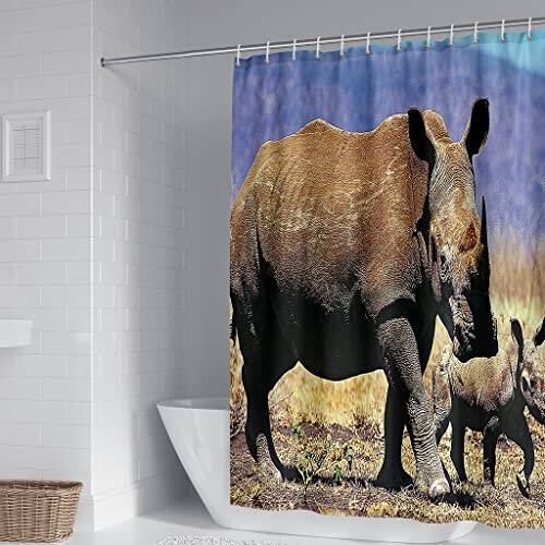 Rideau de douche Rhinocéros 4.6x2.9 cm