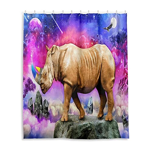 Rideau de douche Rhinocéros multicolore 150x180 cm