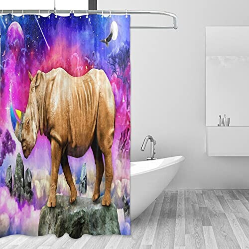 Rideau de douche Rhinocéros multicolore 150x180 cm variant 0 