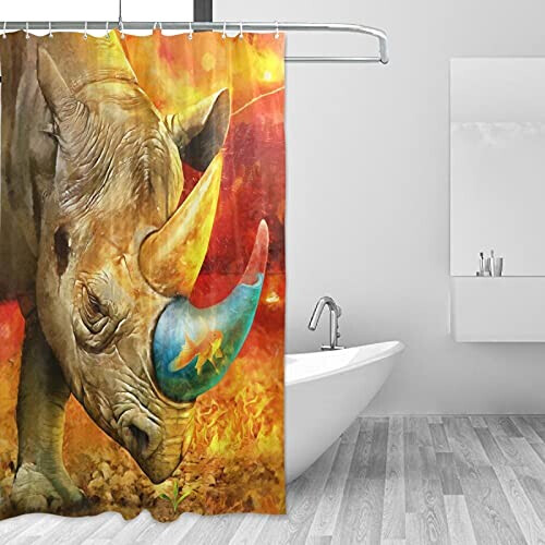 Rideau de douche Rhinocéros multicolore 150x180 cm variant 0 
