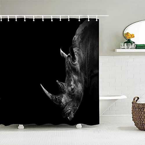 Rideau de douche Rhinocéros a- 150x150 cm variant 2 