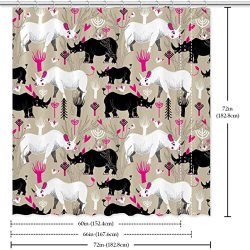 Rideau de douche Rhinocéros multi-couleur variant 4 