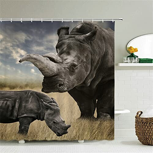 Rideau de douche Rhinocéros 90x180 cm