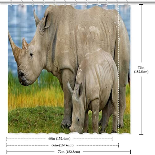 Rideau de douche Rhinocéros rhino blanc la famille des 152.4x182.88 cm variant 4 