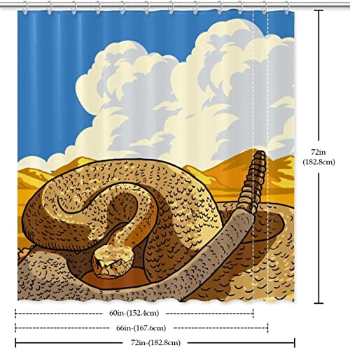 Rideau de douche Serpent multicolore 152.4x182.9 cm variant 4 