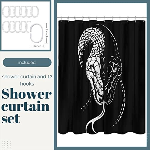 Rideau de douche Serpent noir et blanc - 120x200 cm variant 0 