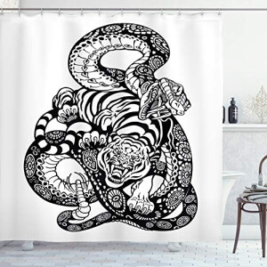 Rideau de douche Serpent noir et blanc 175x200 cm