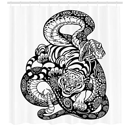 Rideau de douche Serpent noir et blanc 175x200 cm variant 0 