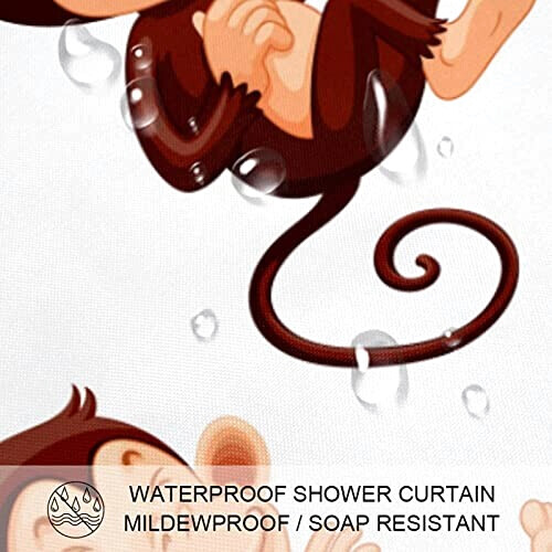 Rideau de douche Singe multicolore 152.4x182.9 cm variant 1 