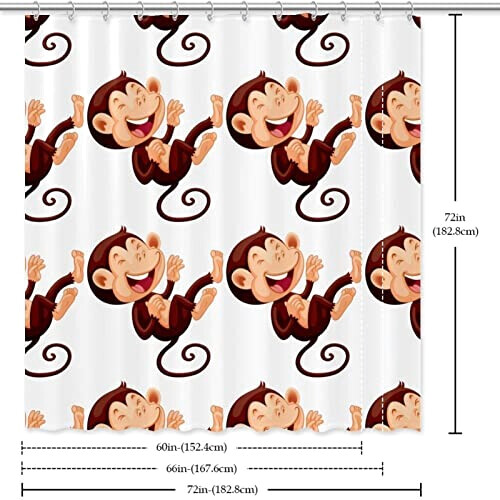 Rideau de douche Singe multicolore 152.4x182.9 cm variant 4 