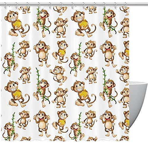 Rideau de douche Singe multicolore 152.4x182.9 cm