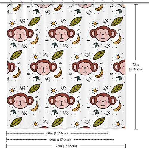 Rideau de douche Singe multicolore 152.4x182.9 cm variant 4 