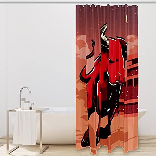Rideau de douche Taureau multicolore 152.4x182.9 cm variant 0 