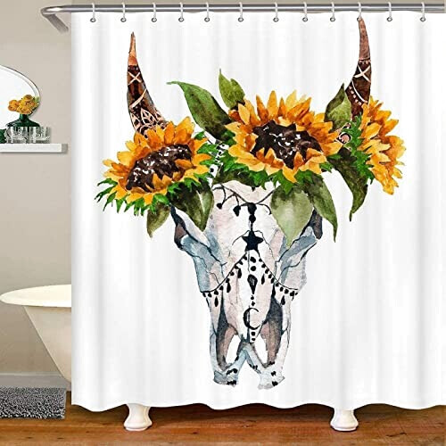 Rideau de douche Taureau tournesol tête de 120x200 cm variant 0 