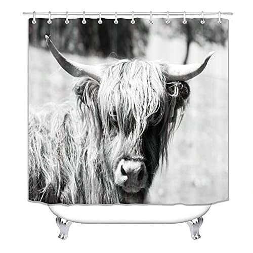 Rideau de douche Taureau tête de 90x180 cm variant 2 