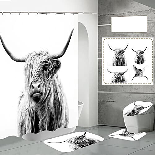 Rideau de douche Taureau tête de 90x180 cm variant 3 