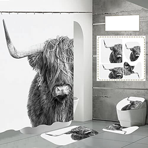Rideau de douche Taureau tête de 90x180 cm variant 5 