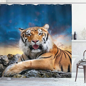 Rideau de douche Tigre indigo magenta noir 175x200 cm
