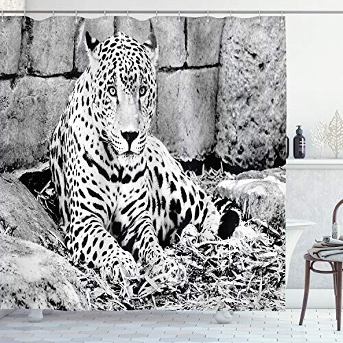 Rideau de douche Tigre bleu marine blanc 175x200 cm