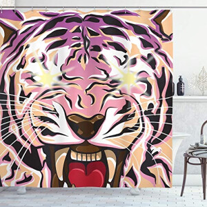 Rideau de douche Tigre multicolore 175x200 cm