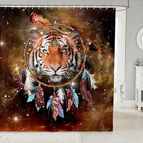 Rideau de douche Tigre multicolore 183x213 cm
