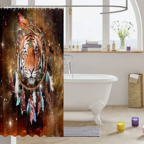 Rideau de douche Tigre multicolore 183x213 cm variant 1 