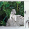 Rideau de douche Tigre beige vert pâle gris 175x200 cm - miniature