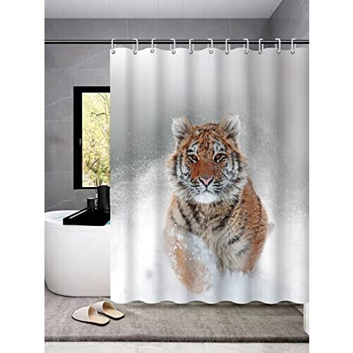 Rideau de douche Tigre gris x200 cm