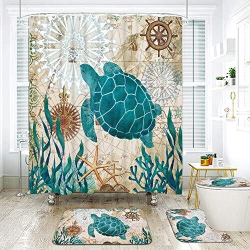 Rideau de douche Tortue bleu variant 0 