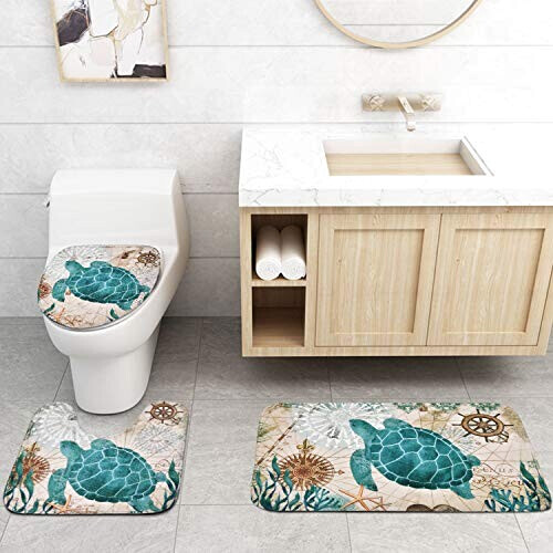 Rideau de douche Tortue bleu variant 1 