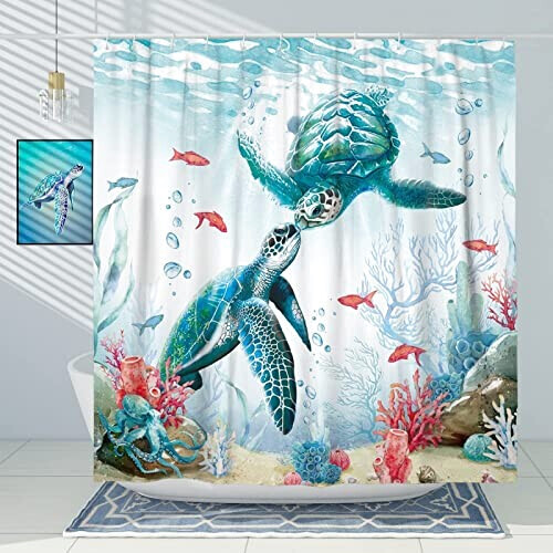 Rideau de douche Tortue de mer 80x180 cm variant 1 