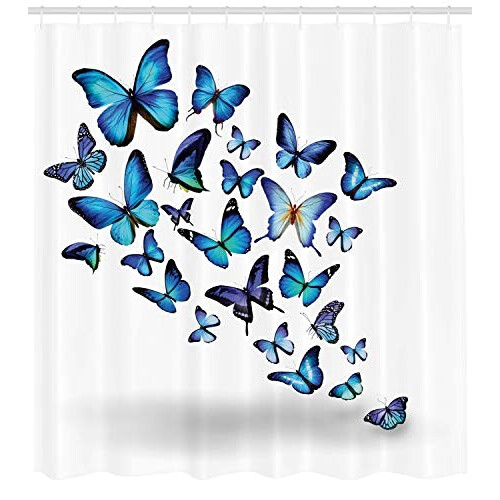 Rideau de douche Papillon bleu ciel bleu noir 175x200 cm variant 0 