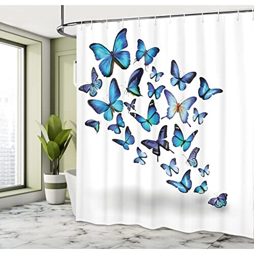 Rideau de douche Papillon bleu ciel bleu noir 175x200 cm variant 1 