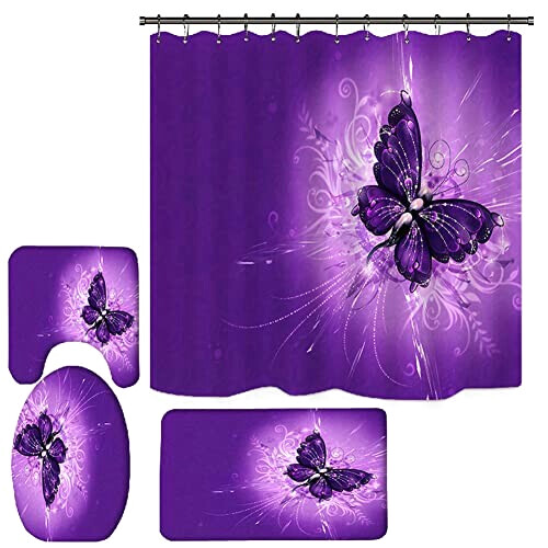 Rideau de douche Papillon violet foncé 75x45 cm