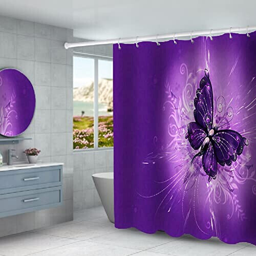 Rideau de douche Papillon violet foncé 75x45 cm variant 1 