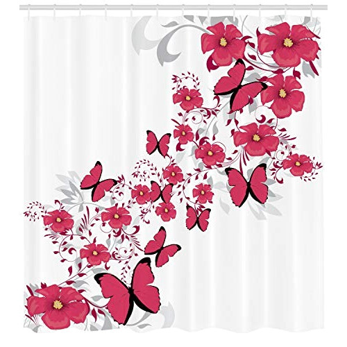Rideau de douche Papillon rose pâle blanc 175x200 cm variant 0 