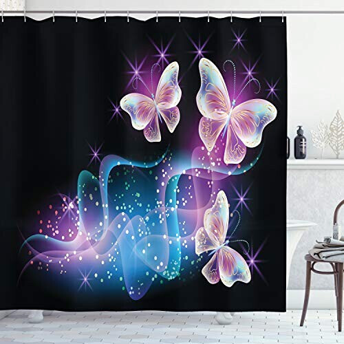Rideau de douche Papillon multicolore 175x180 cm