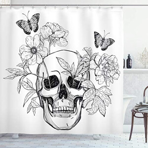 Rideau de douche Papillon noir et blanc 175x180 cm