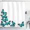 Rideau de douche Papillon noir turquoise 175x220 cm - miniature