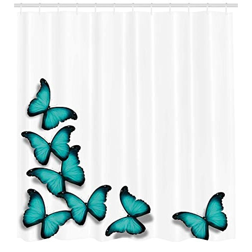 Rideau de douche Papillon noir turquoise 175x220 cm variant 0 