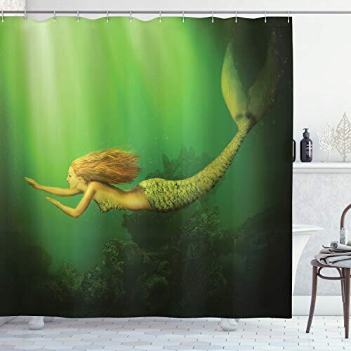 Rideau de douche Sirène dark vert vert ginger 175x240 cm