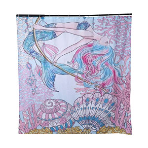 Rideau de douche Sirène couleur assortie 180.00x180.00 cm